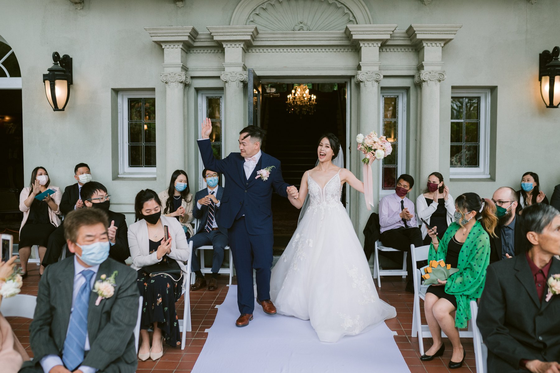 Back up the aisle to a room full of applause